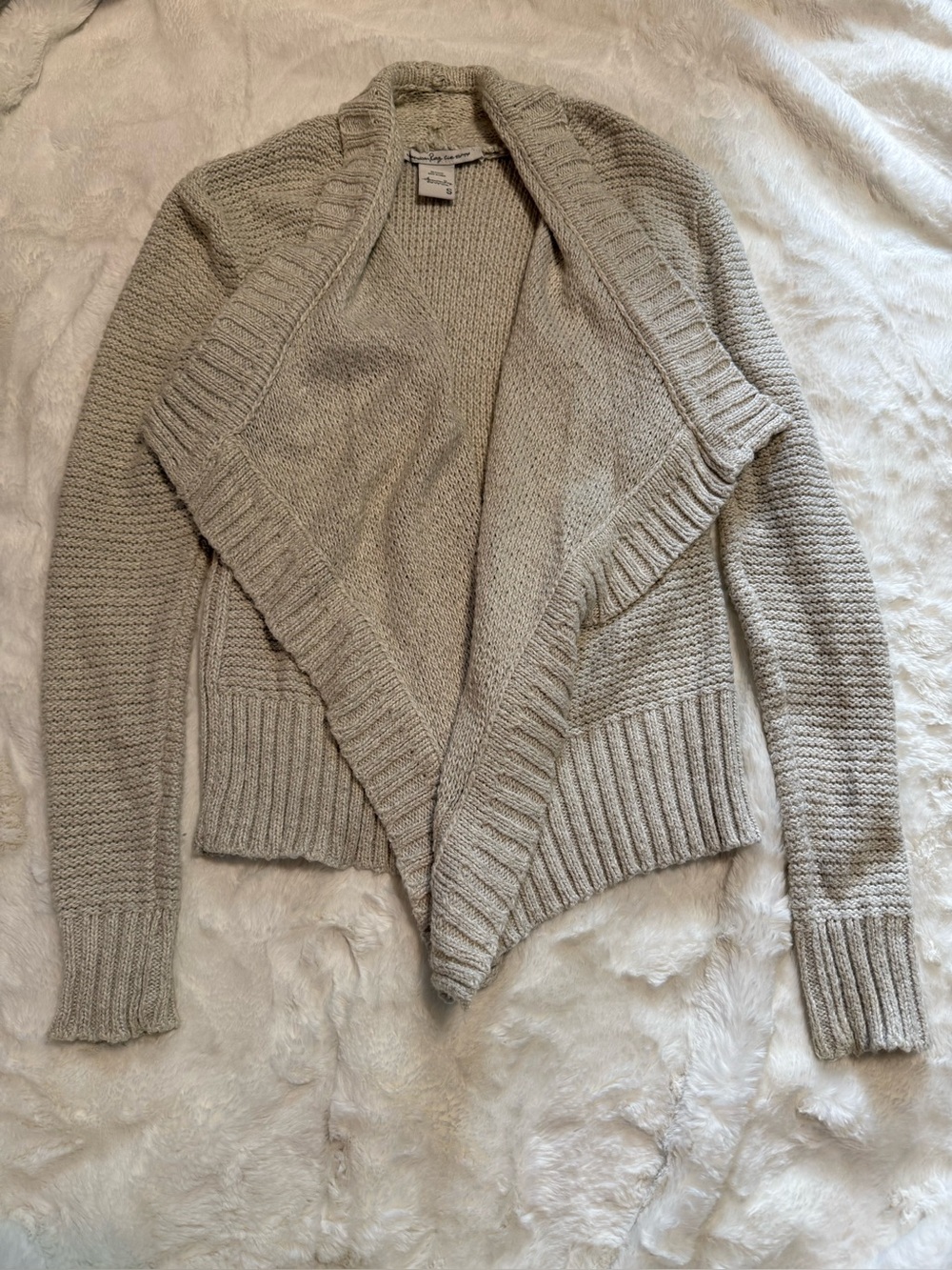 Cozy Open-Front Knit Cardigan Sweater - Beige